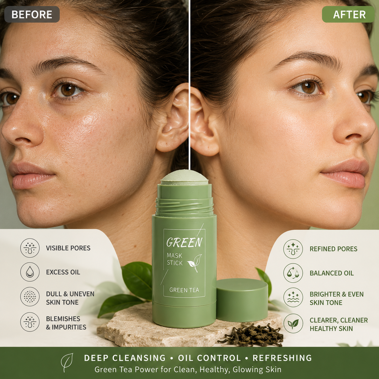 Green Tea Clay Mask Stick 🍃